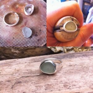 making a custom sea glass ring