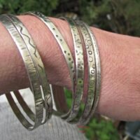 recycled silver bangles with patina