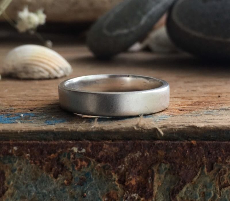 Satin - recycled silver band ring