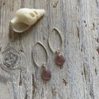 Grape sea glass on silver hooks