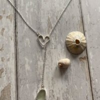 sea glass heart lariat shown extended