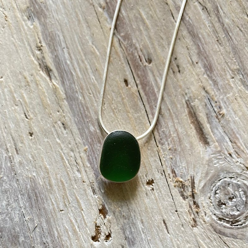 Simple green sea glass pendant