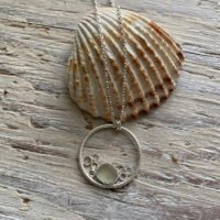 Sea glass and bubbles pendant