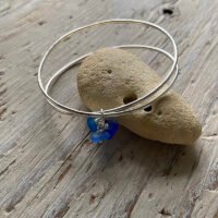 recycled silver wrap bangle with seaglass charm