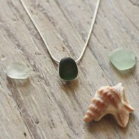 Simple green sea glass pendant