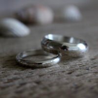 3mm hammered D and 6mm d recycled silver rings