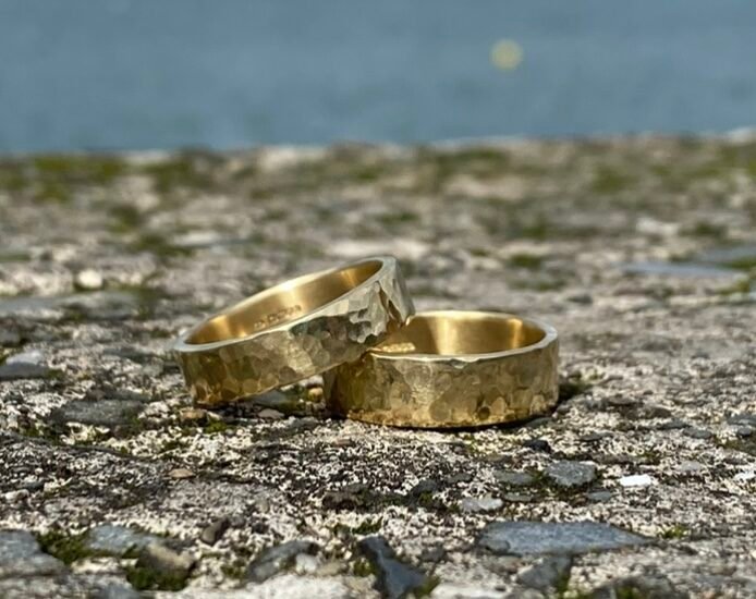 Recycled gold wedding rings